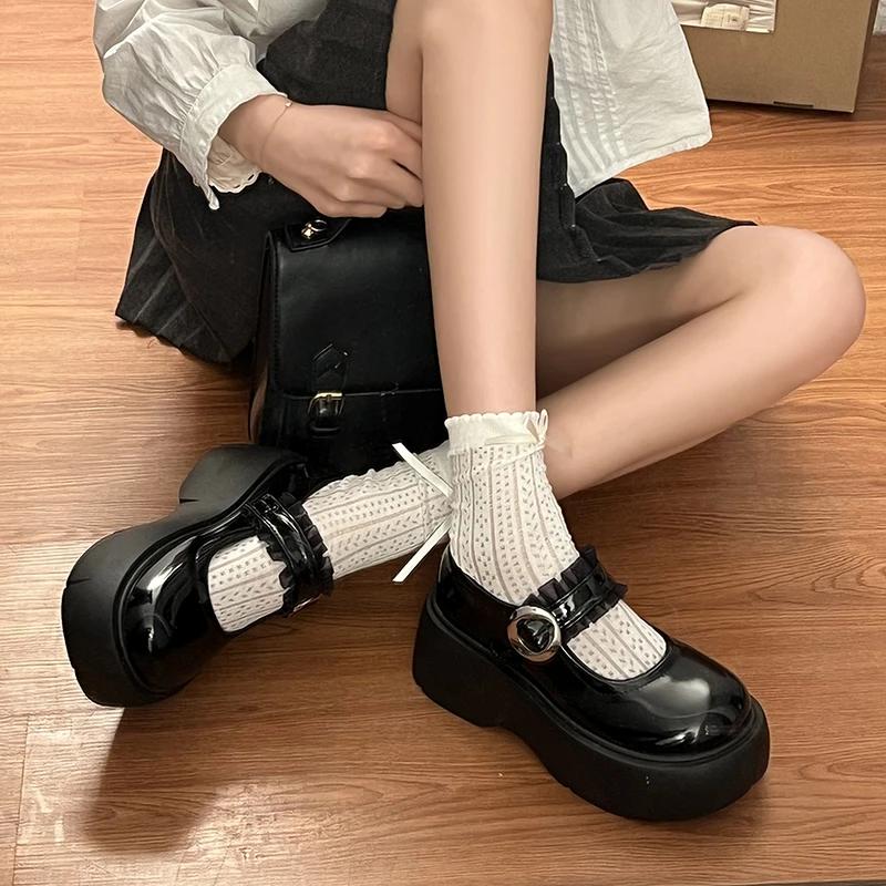 Fashion 2025 New Mary Janes Women's High Heels Round Toe Med Heel Classics Daily & Dress Pumps Women Lace Buckle Strap Shallow Shoes
