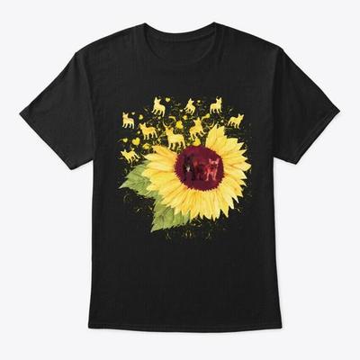 Sonnenblumen Frenchie Französische Bulldogge T-Shirt Hergestellt in den USA Größe S bis 5XL
