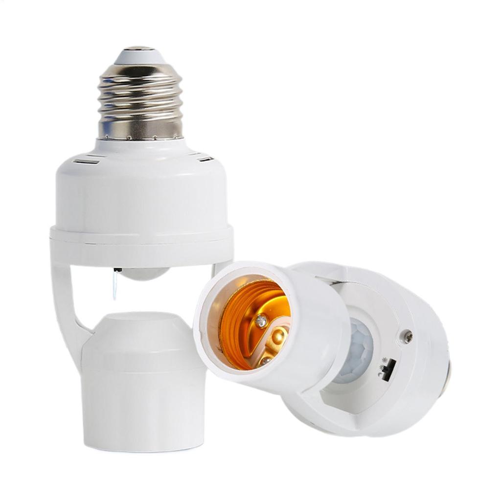 Motion Sensor Light Socket E27 Screw In Infrared Radar Sensor Smart Lamp Bulb Holder Adapter for Home Porch Garage Basement