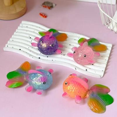 Glitter Powder Fish Squeeze Toy Stress Anxiety Relief Slow Rising Simulation Fish Sensory Toy Soft TPR Calming Animal Fidget Toy
