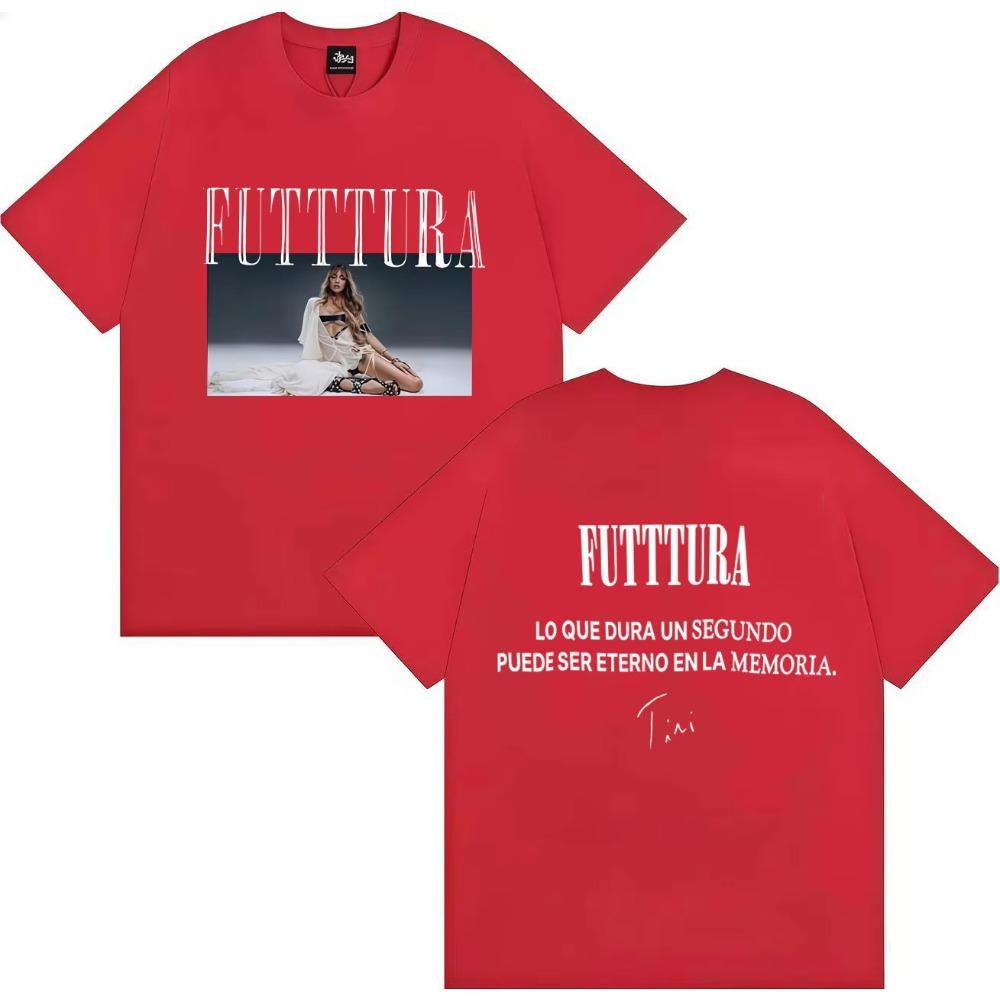 Hot Singer TINI Futttura 2025 Tour Merch Double Sided Print Aesthetic Y2K Short Sleeve Tshirt Mens Hip Hop Casual Hot Sale Tees