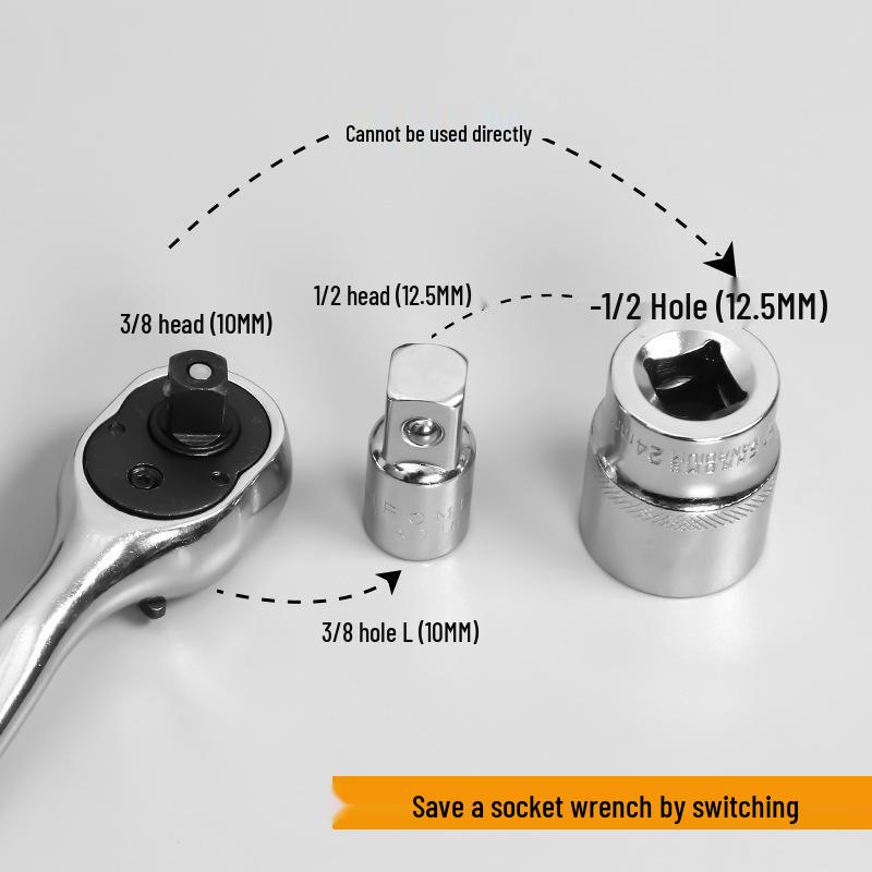 Ratcheting Wrench Socket Adapter Set: 1/4, 3/8, 1/2 inch Interchangeable Converters