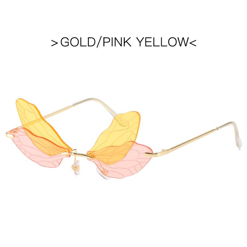 

Модные солнцезащитные очки-бабочки без оправы, солнцезащитные очки с крыльями стрекозы, женские винтажные прозрачные линзы с океаническими линзами, велосипедные очки UV400