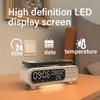 Cargador Inalámbrico de 15W Reloj Despertador con Hora Luz Nocturna LED Termómetro Cargadores para Teléfonos Auriculares Estación Dock de Carga Rápida Para iPhone