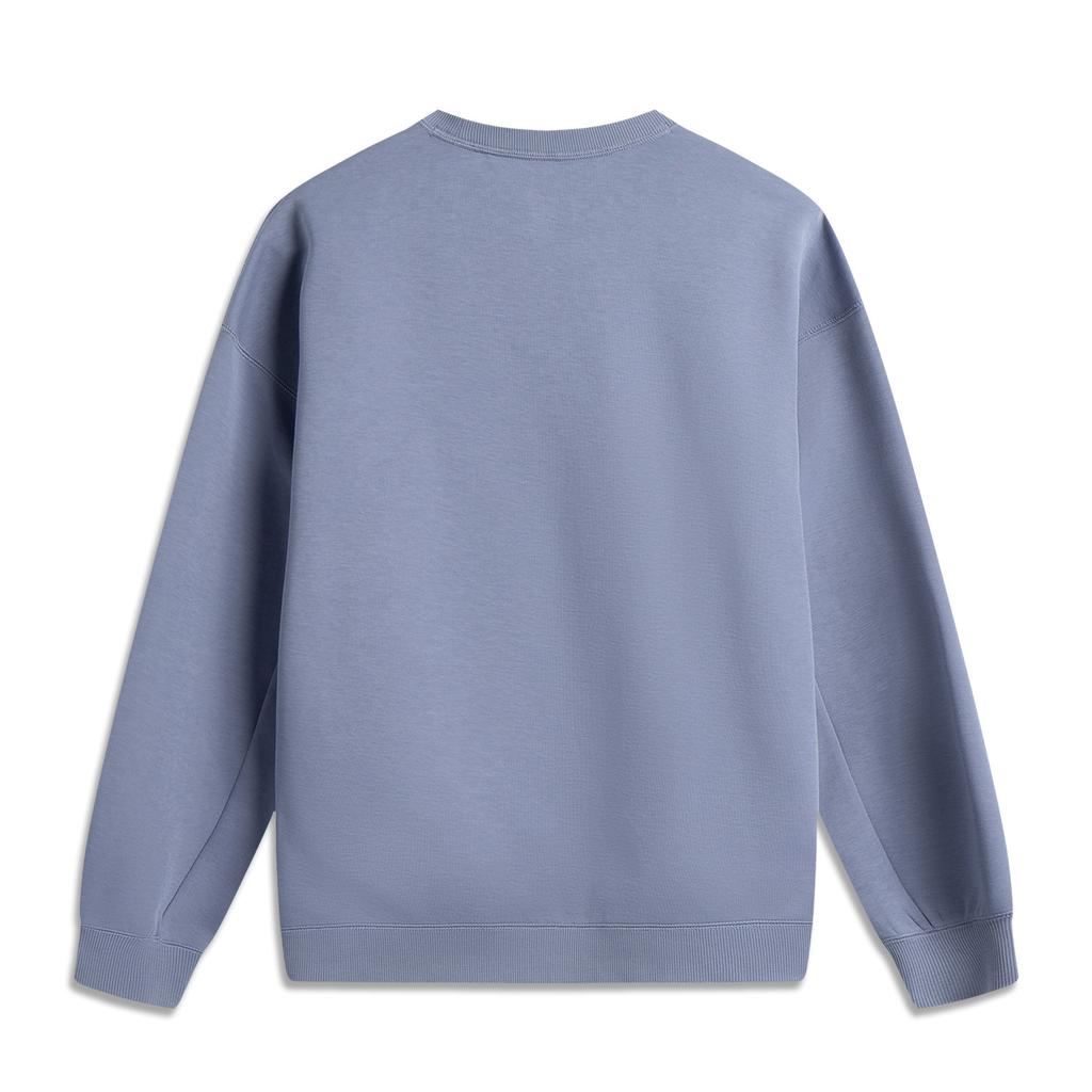 Li-Ning Comfortable Simple Letter Round Neck Loose Shoulder Versatile Sports Sweatshirt Men Sweatshirt Breeze-Blue AWDV323-3