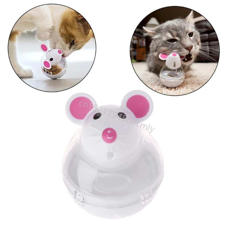Teaser Toy Treat Disperser Automatic Interactive Mice Tumbler Swinging Mouse Feeder for Indoor Cats Kitten 6XDE