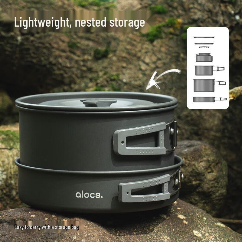 ALOCS 1L Portable Aluminum Camping Pot 1L