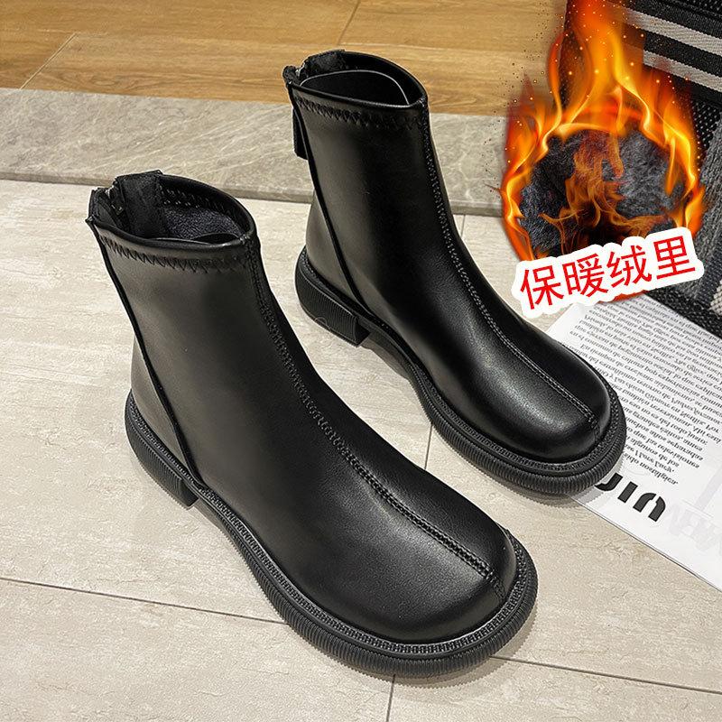 

инс женские ботинки осенние одинарные ботинки задняя молния короткие кожаные ботинки зимние хлопковые ботинки студенческие ботинки мартин ретро женские короткие ботинки 36