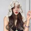 Flower Hollow Out Crochet Shawl Thin Hooded Scarves All-match Lace Scarf  Women