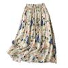 Oil Painting Style Printed High Waist Slimming Skirt for Women, New Floral A-line Long Skirts
