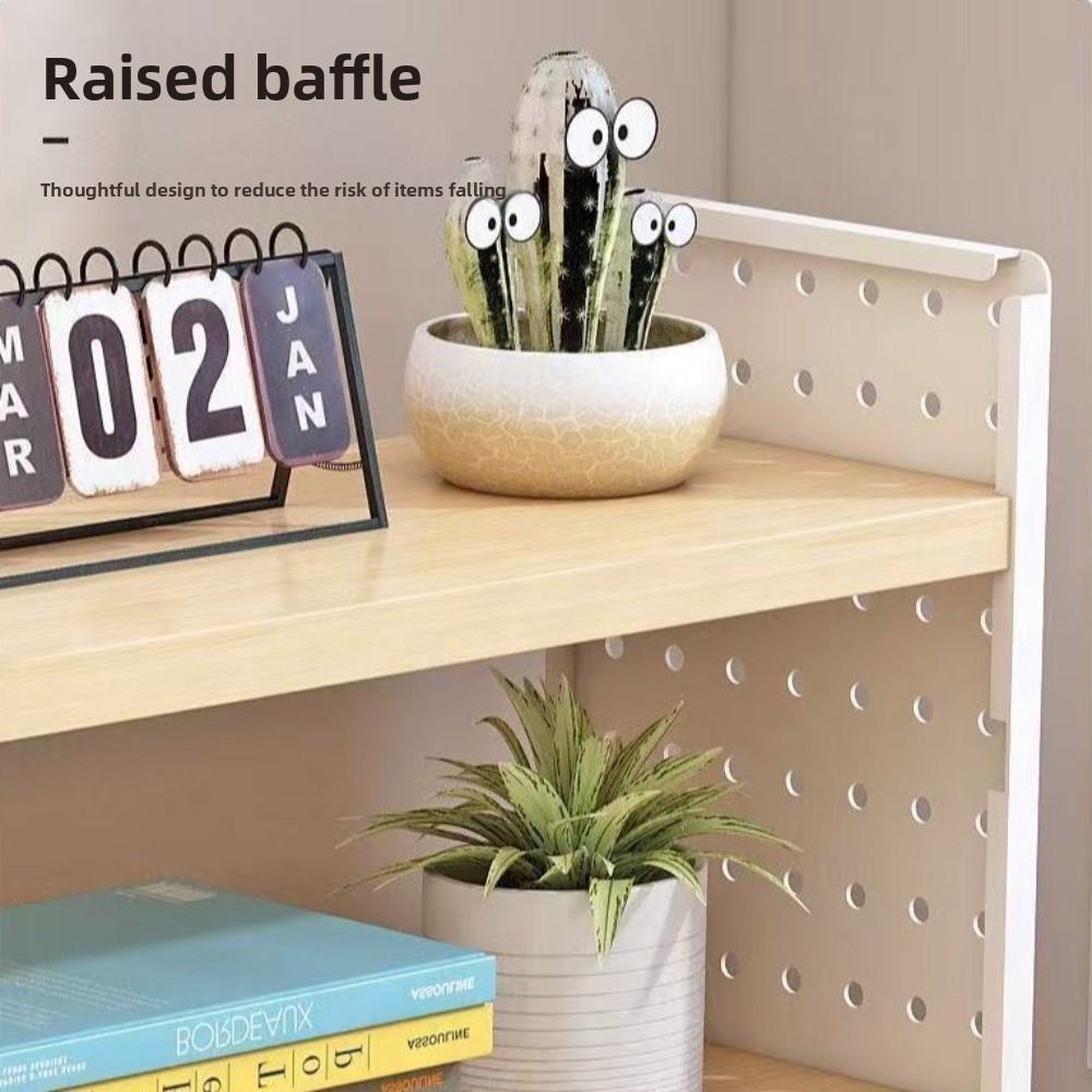 New Simple Design Hole Board Bookcase Modern Style Open Top Tabletop Shelving Easy Assembly Desktop Bookcase Home Office