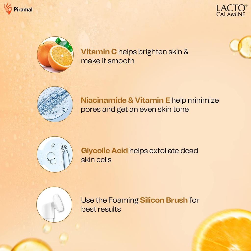 Lacto Calamine Vitamin C Schäumendes Gesichtswaschgel 150 ml 1er-Pack Hellt die Haut auf Kontrolliert Mitesser