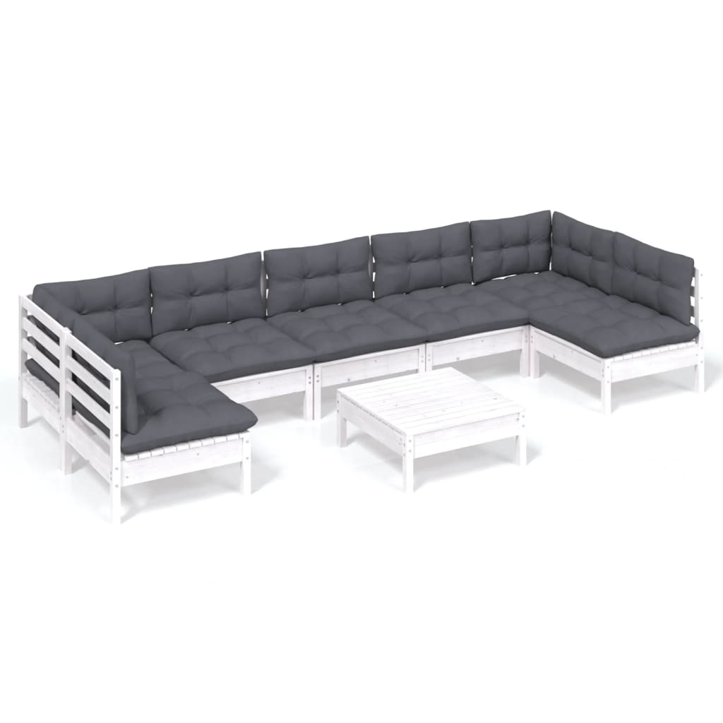 Vidaxl 8-Cz. Garden Lounge Set, With Cushions, White