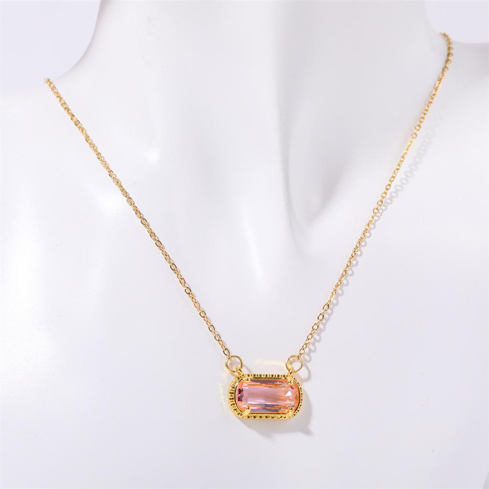 Zircon Zodiac Pendant Necklace: Emerald Oval Light Luxury Birthstone Chain
