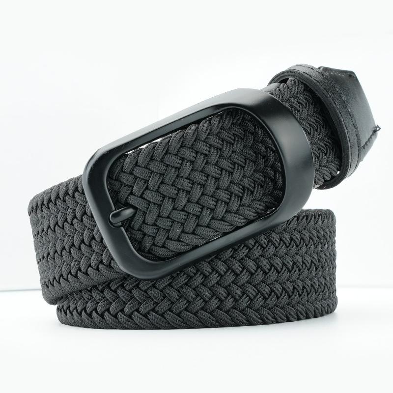 Men'S Belt Casual Nylon Belt Simple Outdoor Elastic Woven Belt Pin Buckle Belt Men'S