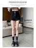 Black High Waist Ruched Drawstring Booty Shorts - Trendy Slim Fit Thong-Style for Spring