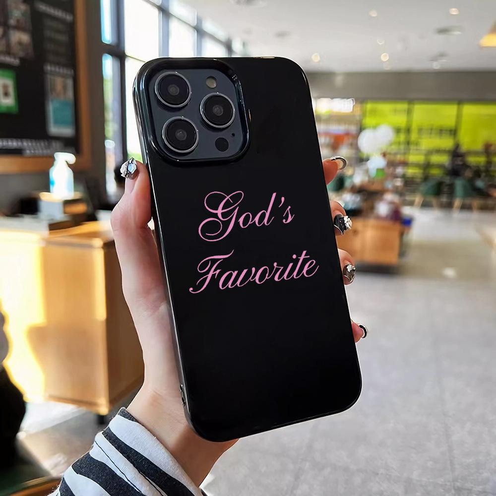 

Black Pink God s Favorite Script Print Phone Case for iPhone 17 16 15 14 13 12 11 Pro Max 7 8 X XS Protective Cover Funda iPhone 16 чорний