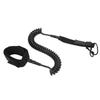 Surfboard Leash High Elasticity TPU Black Adjustable Coiled Surfing Leg Rope for Paddleboards Longboards