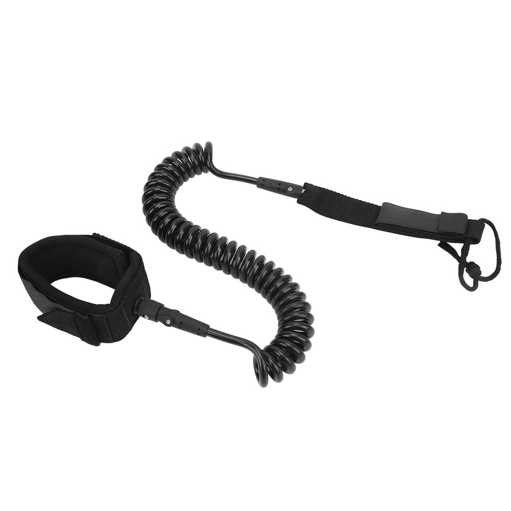 Surfboard Leash High Elasticity TPU Black Adjustable Coiled Surfing Leg Rope for Paddleboards Longboards