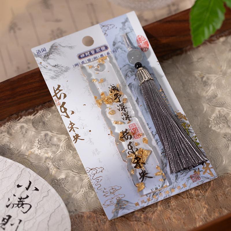 

Reading Marker Acrylic Tassel Label Label Card Gold Plated Book Ornament For Stationery Students Readers