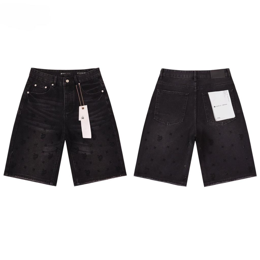 LUXEONDenim Shorts Mens Women with Stunning Rhinestone Sunburst Design High Quality Casual Summer Shorts