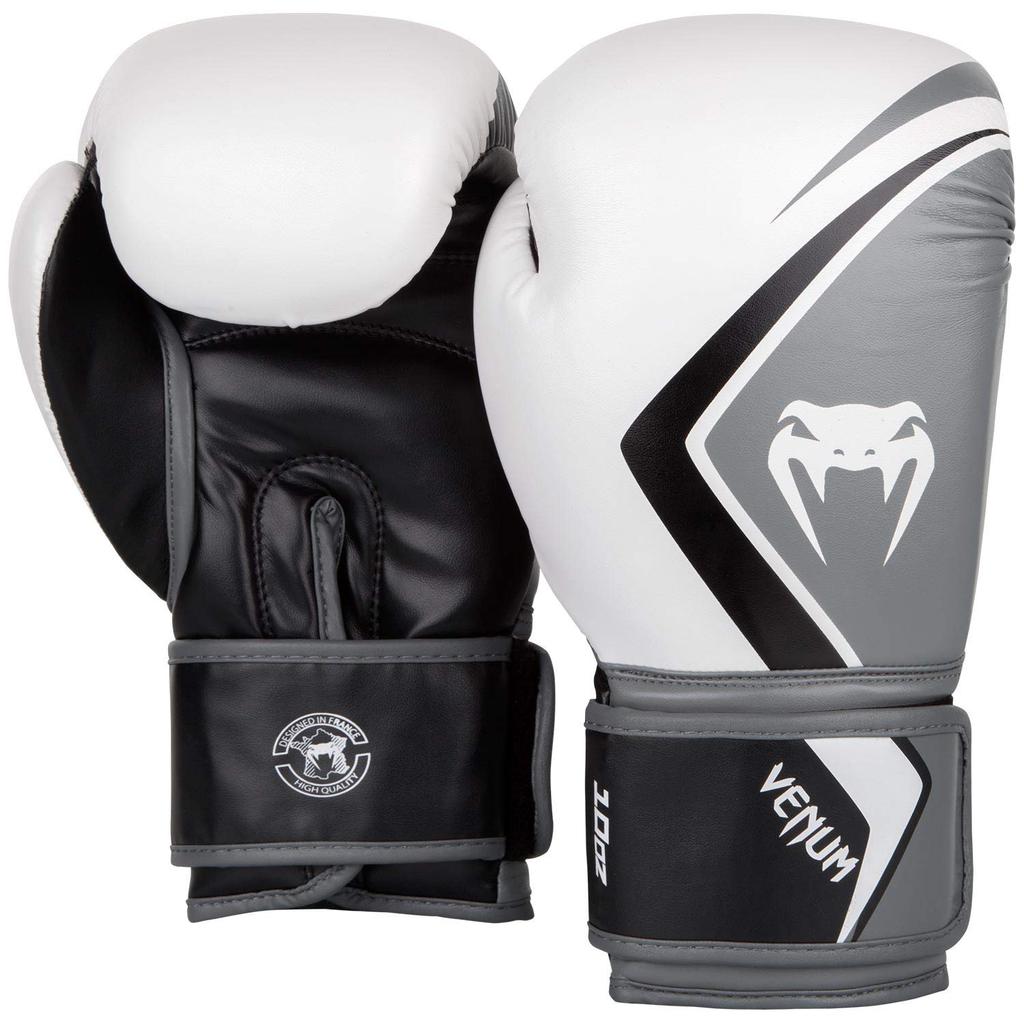 VENUM Contender Boxing Gloves 2.0 (White/Gray/Black, 14oz)