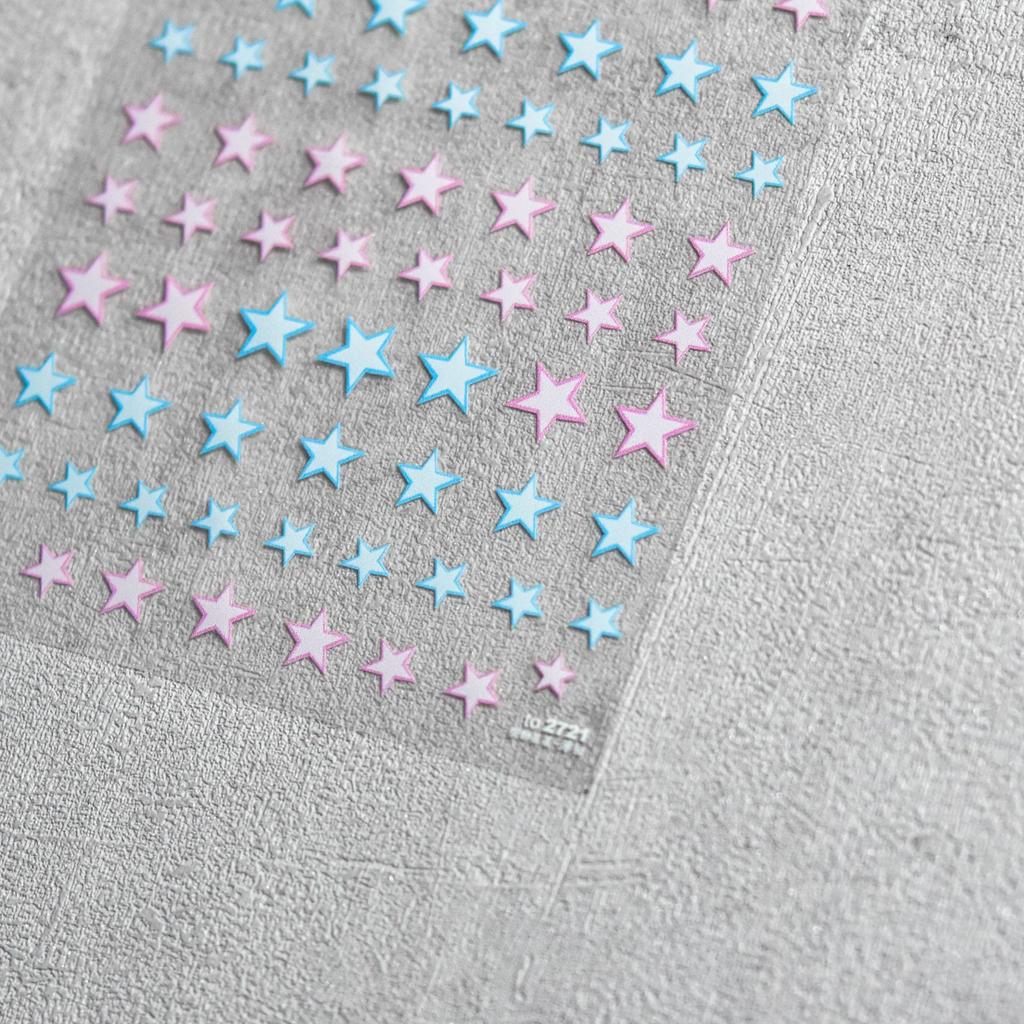 1pcs 5D Relief Kawaii Colorful Star Nail Art Stickers Multi Macaron Mangxing Nail Decorations Self Adhesive Decals Accessories
