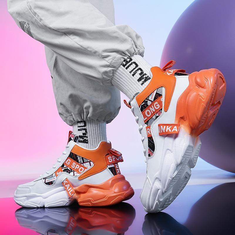 Men's High-top Chunky Sneakers Colorblock Breathable Non-slip Casual Sports Shoes