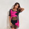 2026 Langqi New Three-piece Beach Sunscreen Suit Set Transparent Mesh Printing Split Swimsuit Women