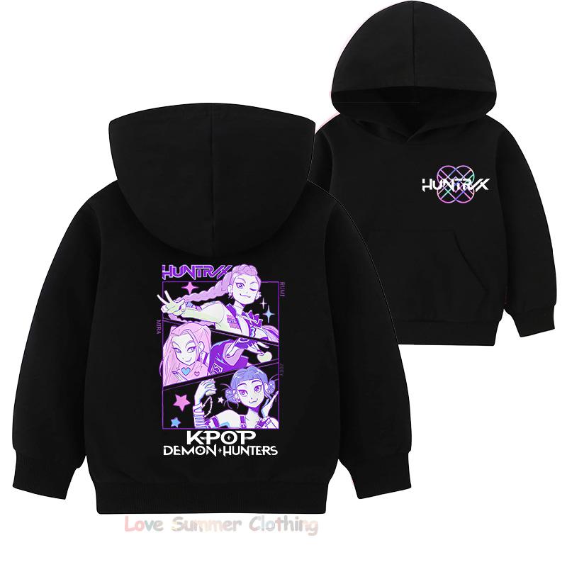 Girls Hoodie Kpop Demon Hunters Ages 4-14  HD Print Pullover Cartoon Print Popular Girls Fall Hoodie Long Sleeve New Arrivals for Autumn