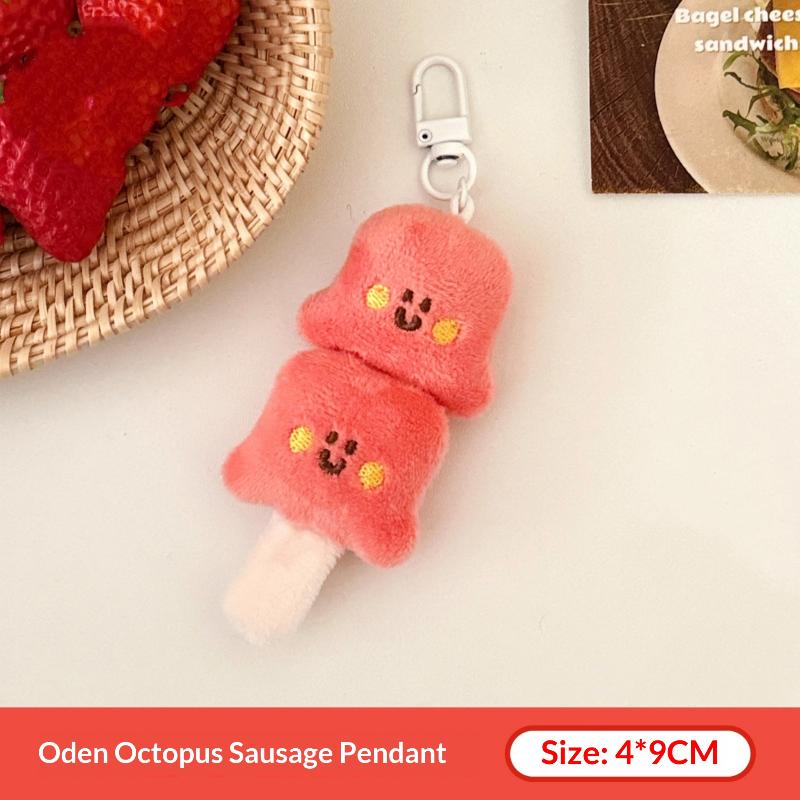 Cute Cartoon Oden Plush Keychain Creative Fun Simulated Food Doll Pendant Car Keychain Backpack Decorative Accessories Gift