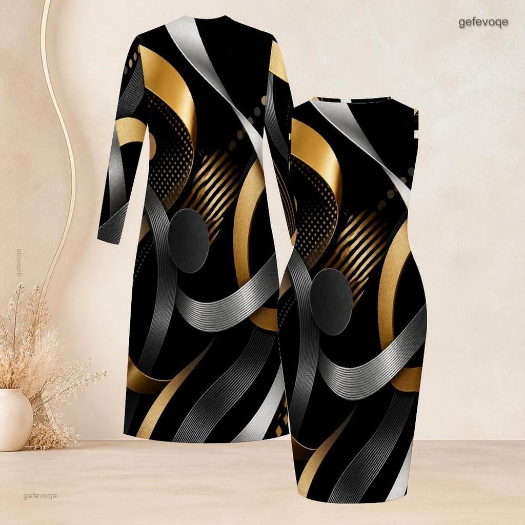 Women Plus Size Two Piece Set Black Blue Printed Long Sleeve Open Front Cardigan Sleeveless Bodycon Dress