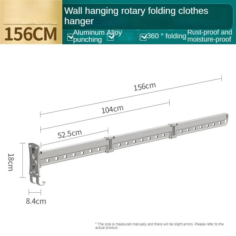 

Настенная складная вешалка для одежды из алюминиевого сплава, сушилка для балкона, телескопическая штанга для одежды для помещений, шест для бельевой веревки серебряный