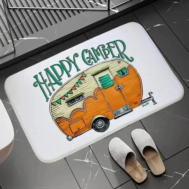 Home Happy Campers Mat Floor Decoration Carpet Non-slip Easy Area Rug Living Room Home Office Washable Doormats