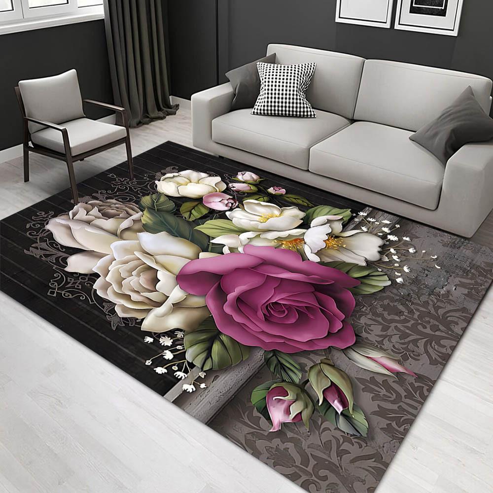 

1pc 1623063519Pattern Carpet, Area Rug For Living Room Bedroom Room Bed Chair Laundry Entryway Corridor Yard Non-slip Outdoor Camping Rug Fl 60cm by 90cm