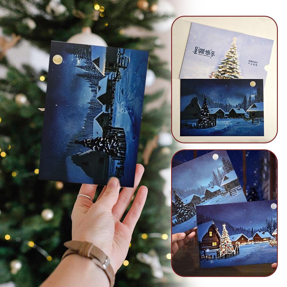 1Set Temperature-Sensitive Christmas Greeting Card Creative Present Postcard Festival Present For Kids Friends