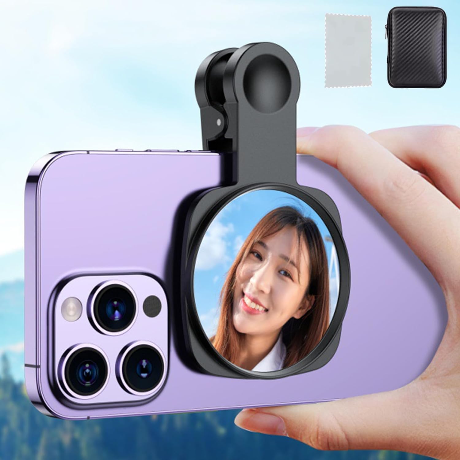WOWNOVA Clip Selfie Mirror for Phone Back Camera Live Streaming, Vlogging and Selfies, 2.36  Selfie Mirror Compatible with iPhone Back Camera, HD