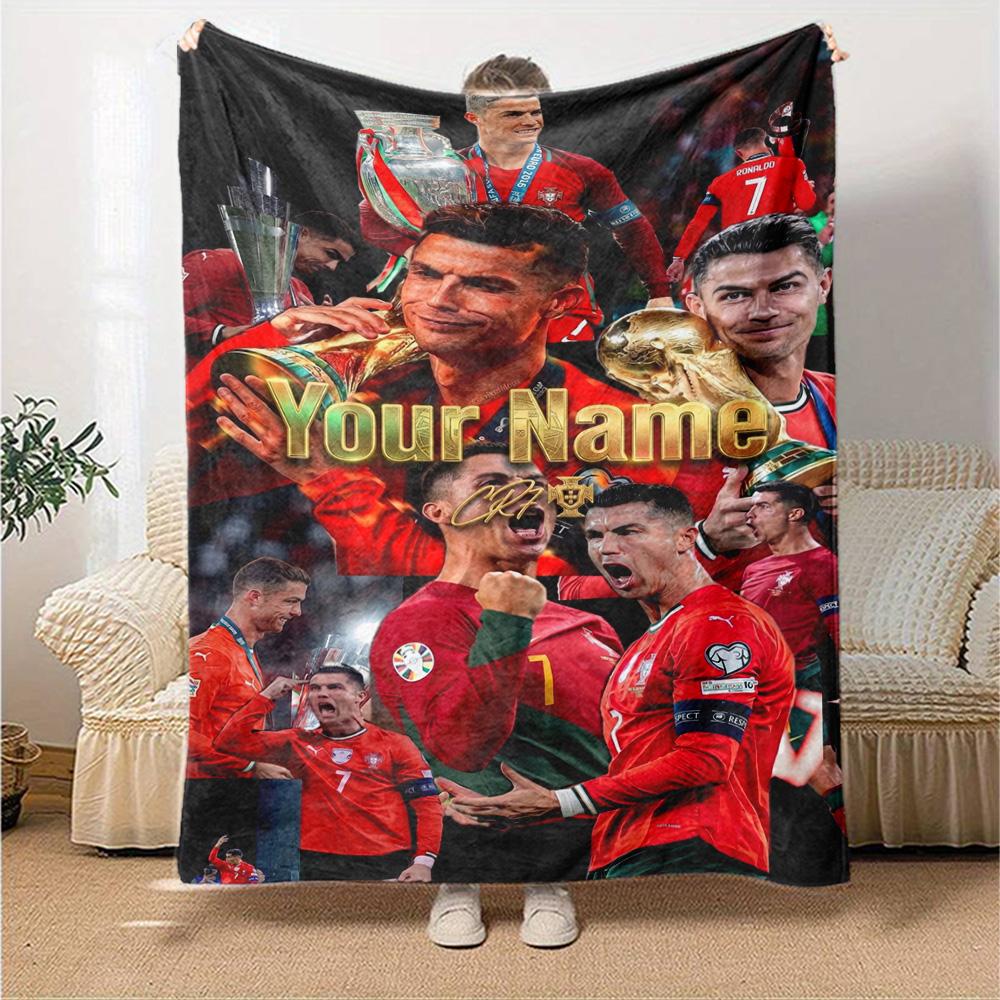 Cristiano Ronaldo (32) Personalized Text Blanket Cozy Personalized Blanket Ultra-Soft Throw For Bedding Home Decor Living Room Picnics All-Season Use