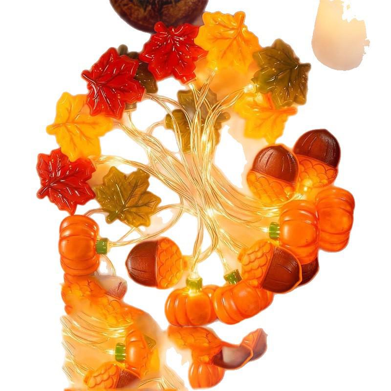 Halloween Thanksgiving LED String Lights: Pumpkins & Maple Leaves