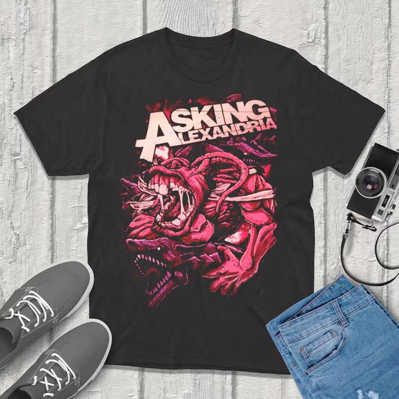 Trending Asking Alexandria Band One Side Black Full Size Tee Shirt NZ404