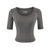 Crew neck medium sleeve T-shirt women's summer new American Spice Girl style solid color thin bottoming shirt top