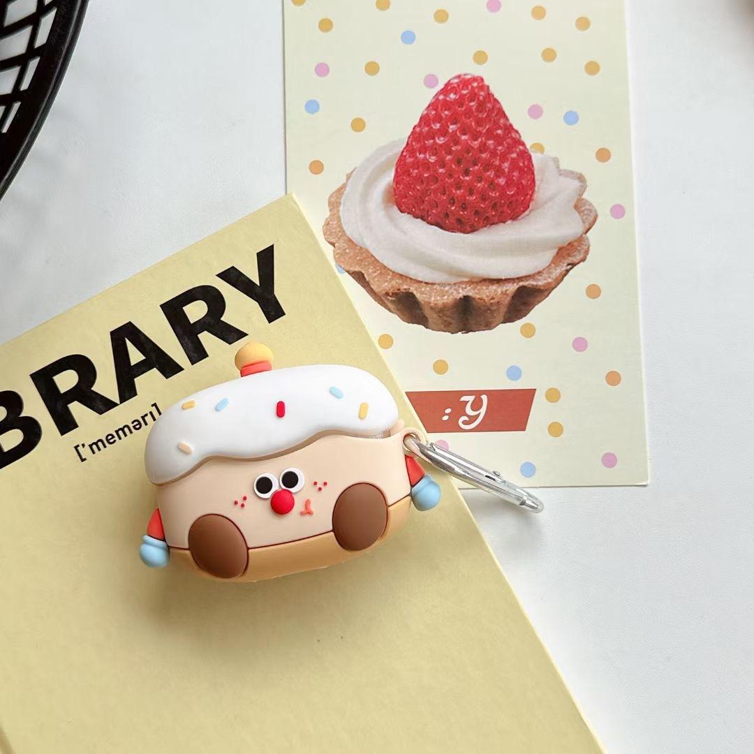 

For AirPods Pro/Pro 2 Cartoon Cake Silicone Protective Case with Anti-Lost Buckle