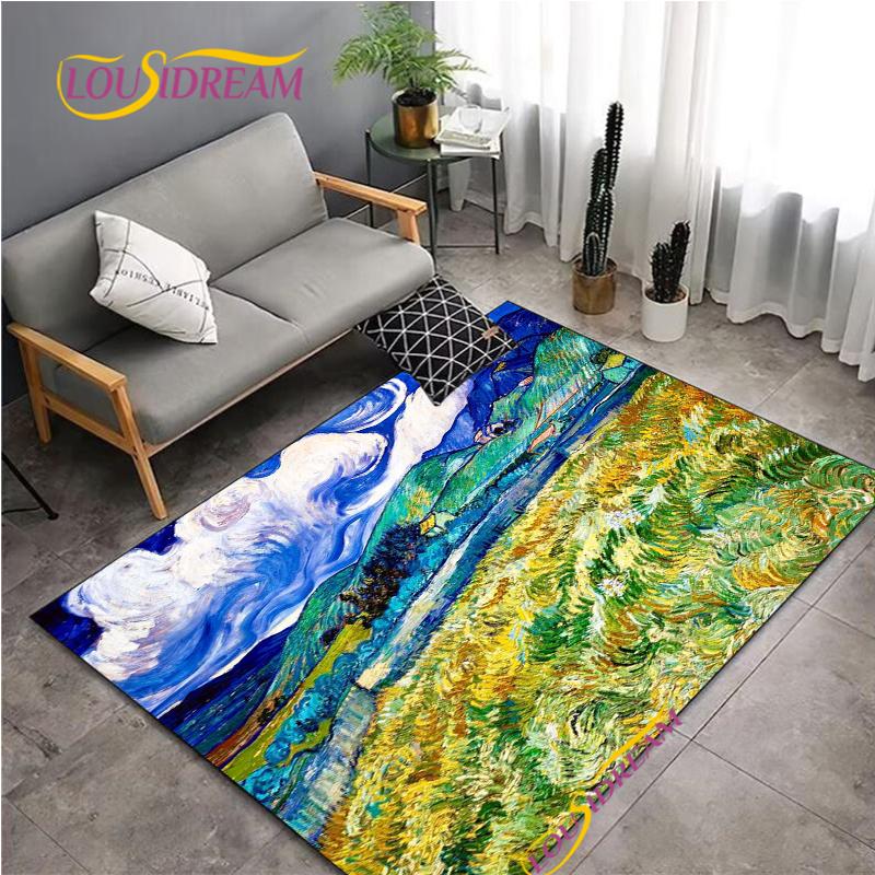 Fashion Van Gogh Art Carpet for Living Room Bedroom Rugs Kitchen Kids Door Un-slip Floor Mats Alfombra Birthday gift Poster Mat