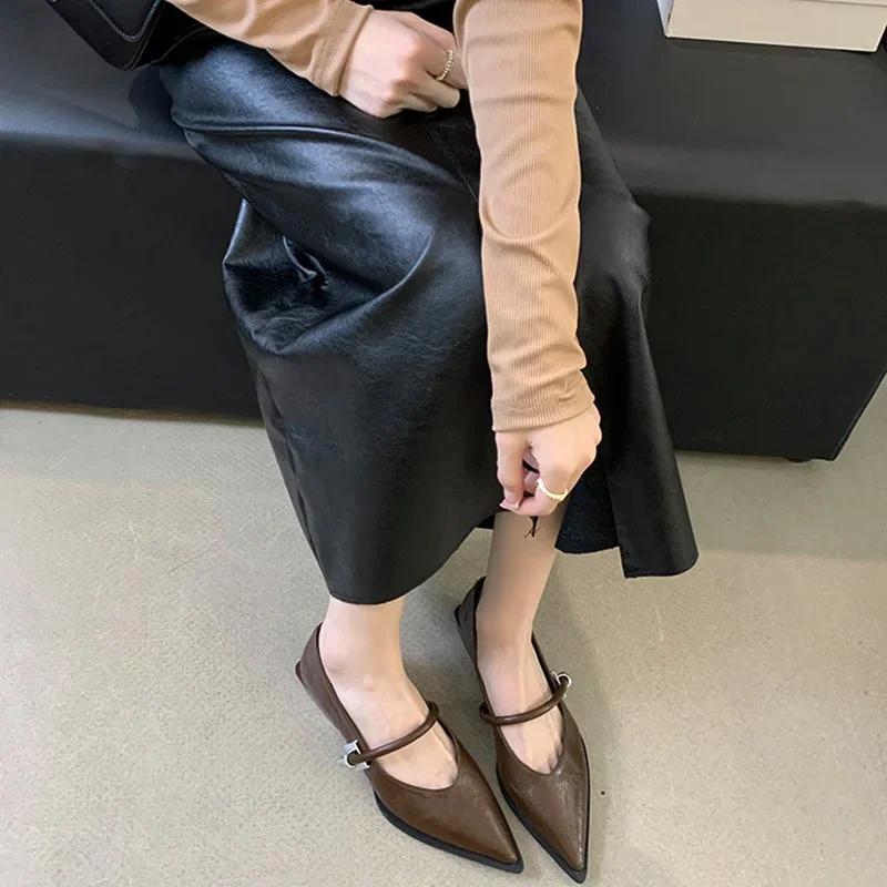 Fashion Spring Autumn Pointed Toe Women Pumps Fashion Shallow Low Heel Shoes Ladies Street Style Mary Jane Shoes