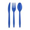 Dark Blue Party Decoration Set: Thick Disposable Plates, Cups, Napkins & Tablecloth