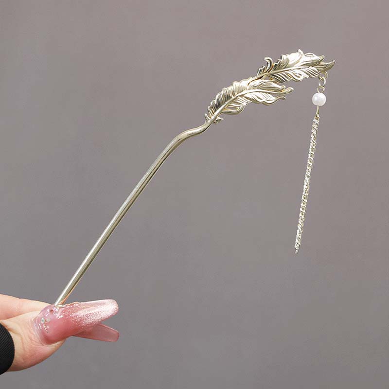 Vintage Metall Feder Quaste Haarstäbe Für Frauen Mädchen Chinesischer Stil Hanfu Dutt Haarstäbe Kopfschmuck Haarschmuck