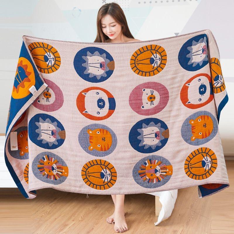 

Мультяшное кошачье банное полотенце 80*160 см Чистый хлопок Впитывающее банное полотенце 5-слойная хлопковая марля Супермягкое Нежное к коже и Комфортное банное полотенце Forest King