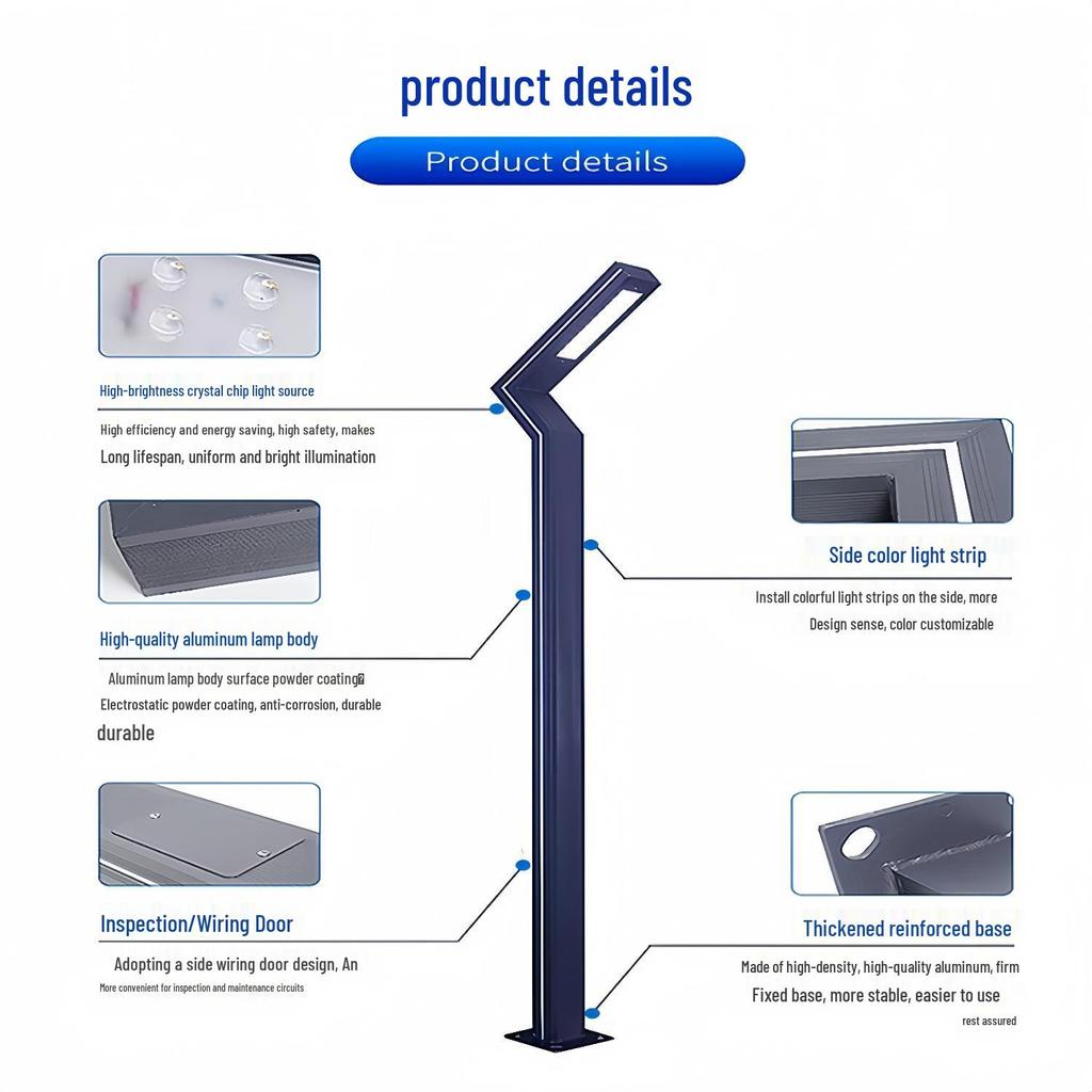 3-Meter Modern Aluminum Solar Courtyard Light - Waterproof & Rustproof for Outdoor Use