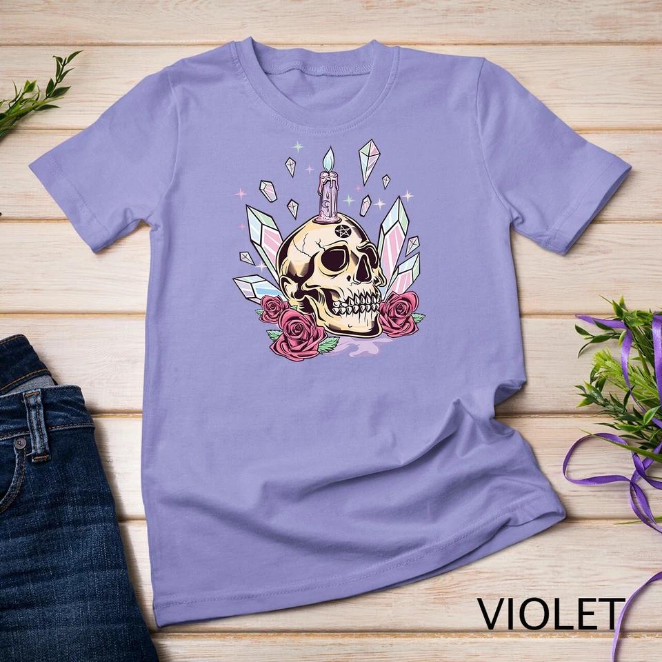 Pastel Goth Cute Creepy Skull Wiccan Kawaii Menhera Witchy Unisex T-shirt 9 M