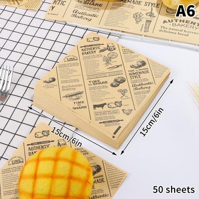 10/20/50Sheets Food Wrapping Paper Spaper Design Sandwich Burger Fries Fried Food Wrapping Paper Plate Mat Oil Waxed Paper